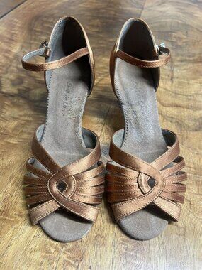 Shall We Dance Women’s 7 Burnt Orange Latin Ballroom Dance Shoes Kitten Heels